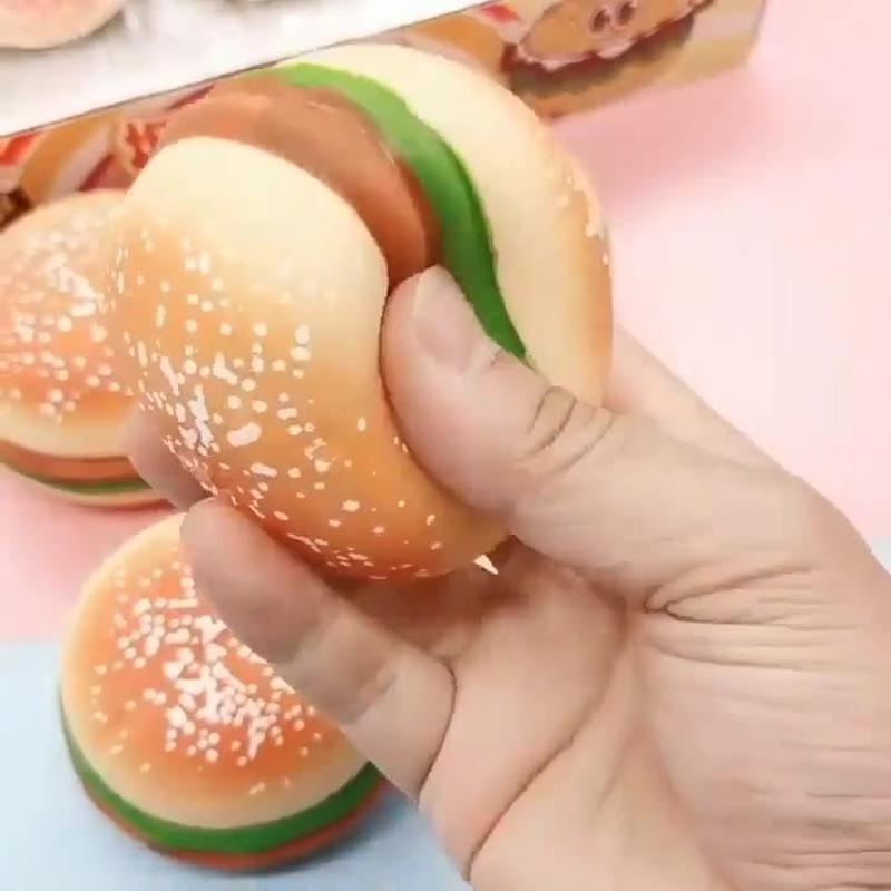 

Creative Hamburger Stress Ball - Squeeze Toy for Stress Relief and Fun Pranks