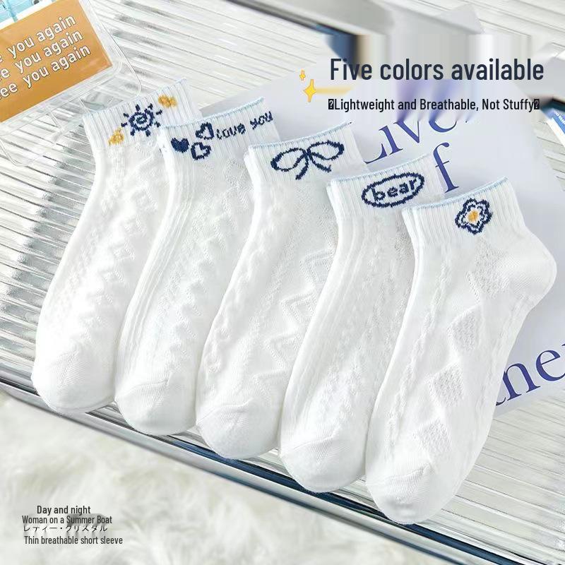 Șosete Dama Mid-Calf - Primăvară/Vară, Florale Japoneze la Modă, Stil Coreean