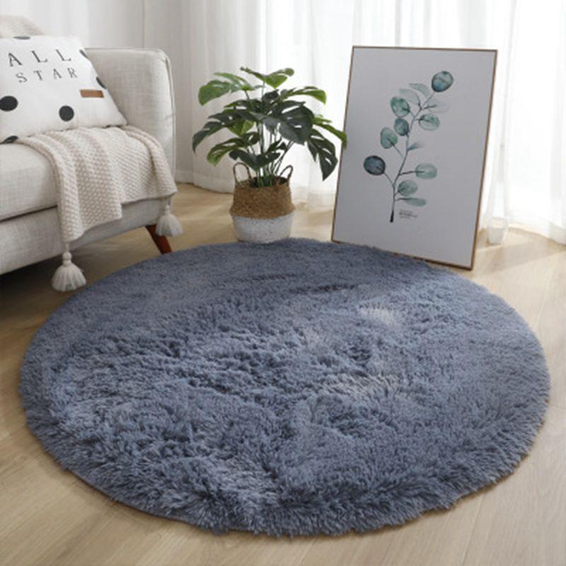 Nordic Silk Round Bedroom Carpet Living Room Simple Solid Sofa Plush Floor Mat Home Hanging Basket Long Hair Cushion