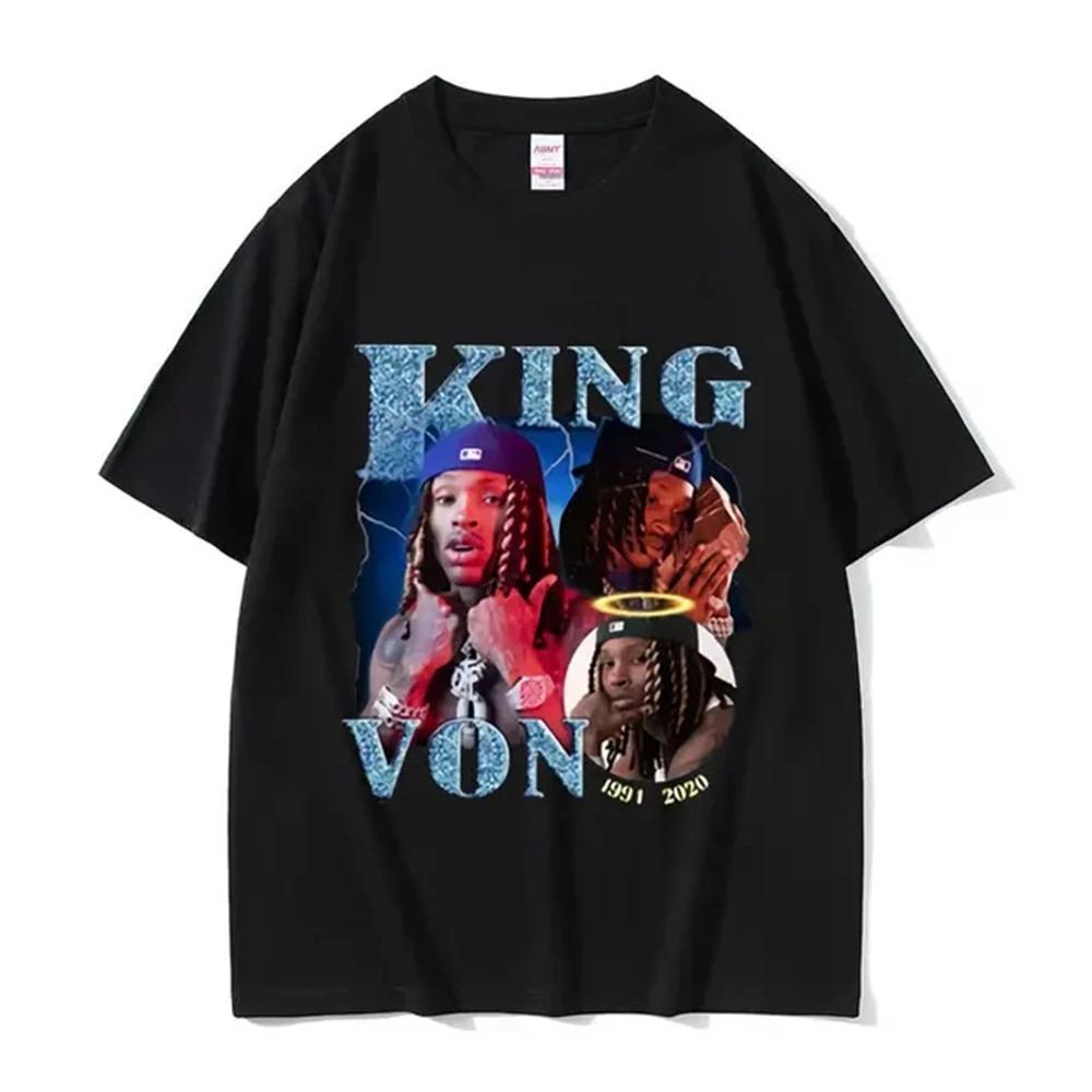 Rapper K-King Von Graphic T Shirt Men's Hip Hop Gothic Fashion Short Sleeve T-shirts Oversized T-shirt Streetwear 80312