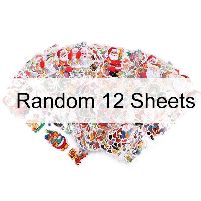 6/12Sheets Pack Christmas Style 3D Sticker Cute Cartoon Bubble Stickers Classroom Office Mark Useful DIY Stickers Stationery ZYF
