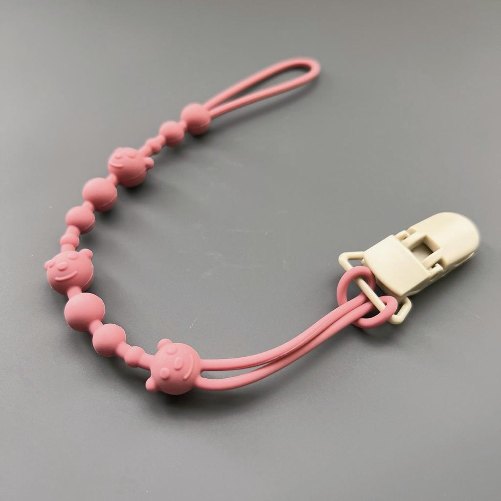 Clip per Ciuccio in Silicone Rilassante per Bambini Cordino Morbido Flessibile per Ciuccio con Clip Anti-perdita Dentizione per Passeggino Giocattolo da Masticare per Neonato