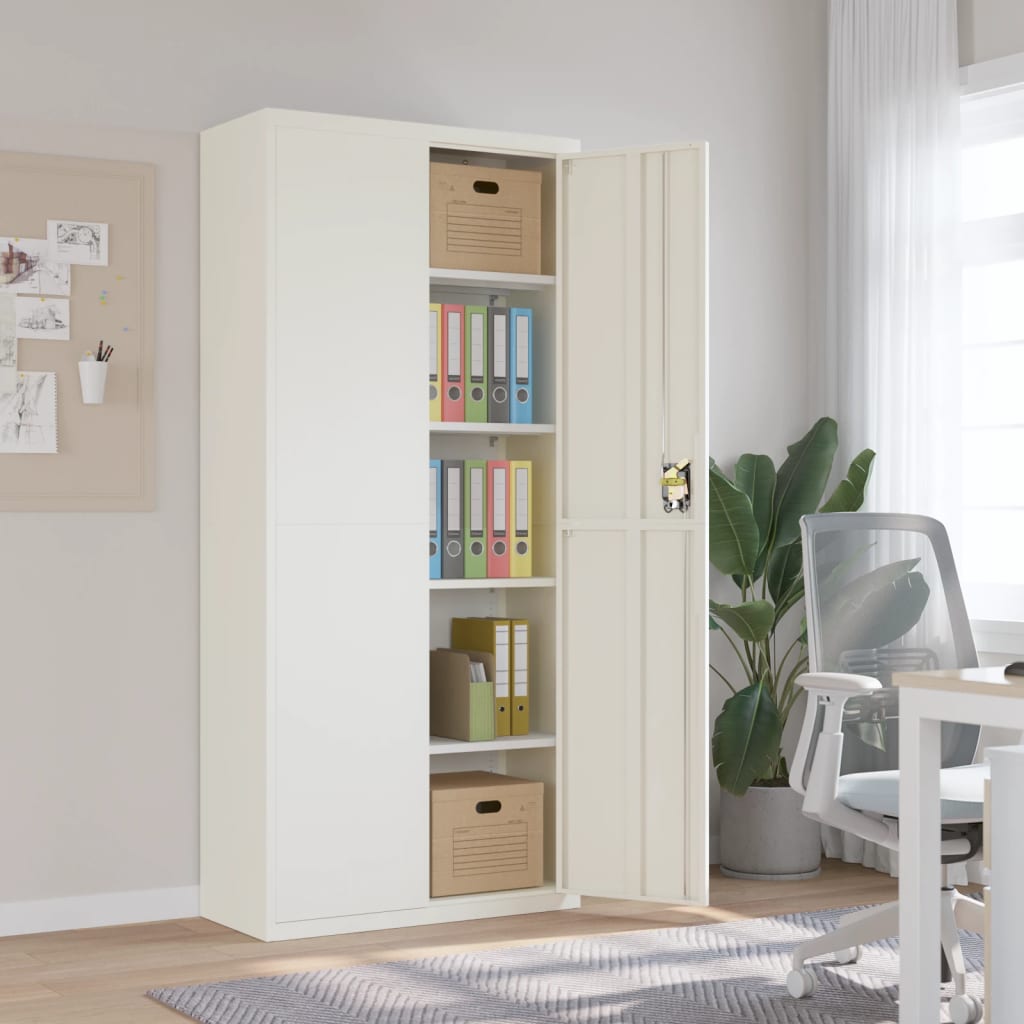 Vidaxl Document Cabinet, White, 90X40X200 Cm, Steel