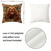 Vintage Floral Brown Bear Decorative Throw Pillow Covers Pattern Cushion Cover Suitable For Sofa Bedroom Car Pillow Cover