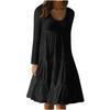 Women's Fashion Long Sleeve Round Neck Color Big Swing Beach Dress