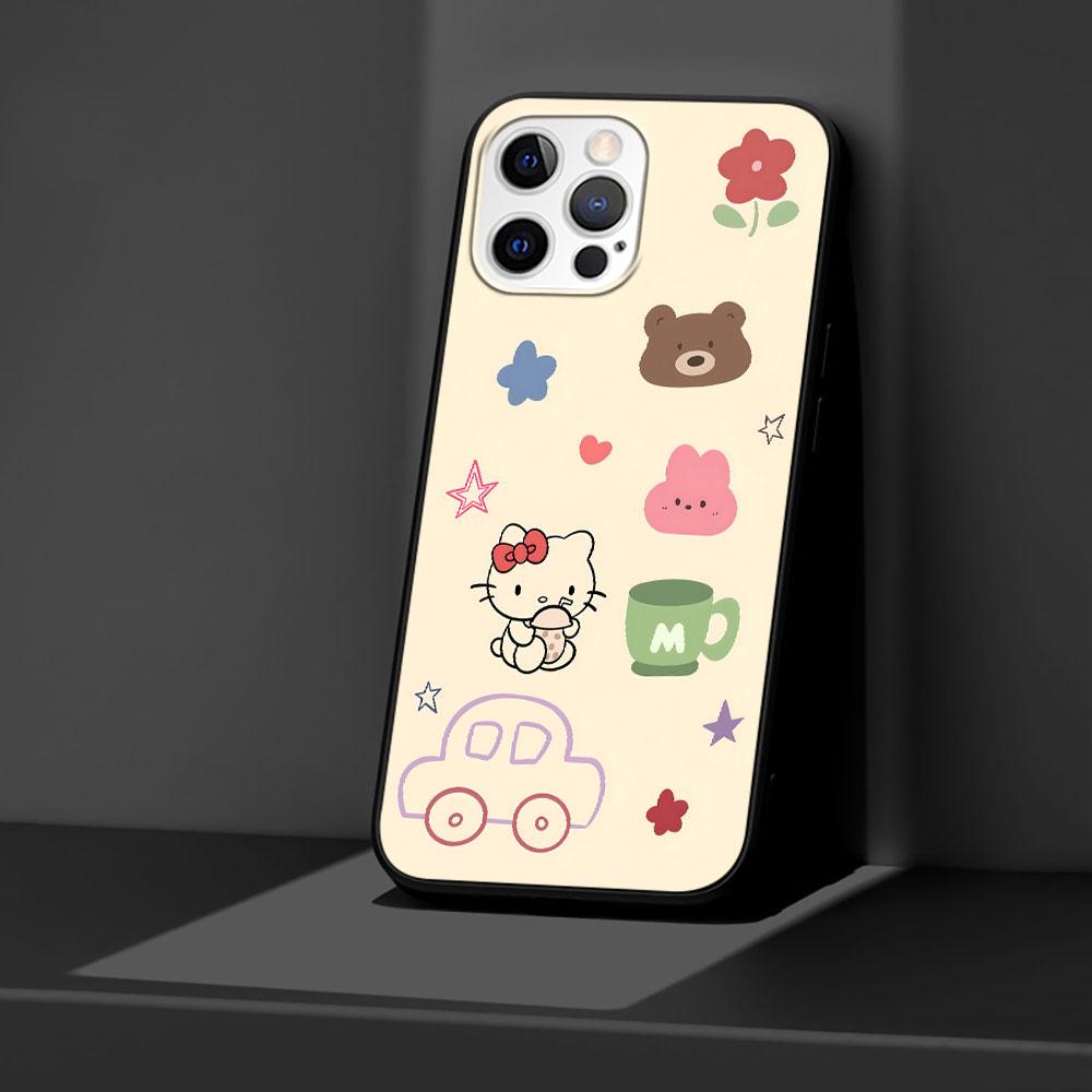 Hello Kitty Lovely Case for Apple iPhone 13 14 Plus 11 12 Mini 15 Pro Max 7 8 SE 2020 X XS XR Silicone Black Soft Phone Cover