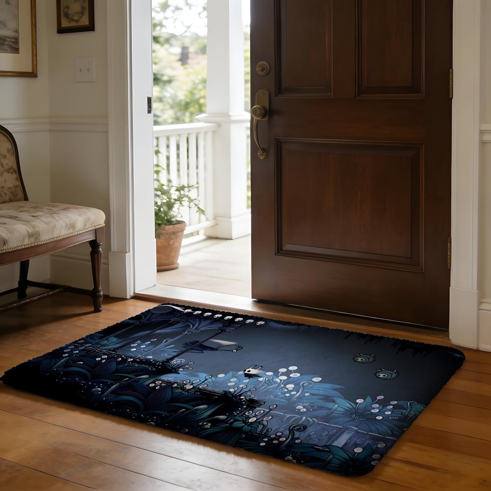 Floor Mat Soft Flannel Rug Non Slip Absorbent Mat for Bathroom Bedroom Home Decor H Hollow K Knight
