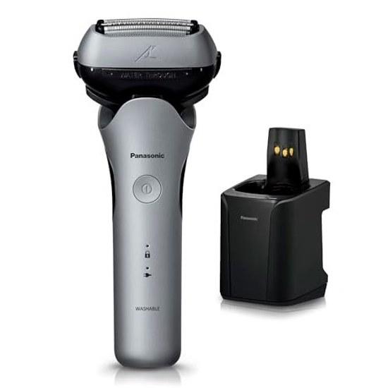 Panasonic Shaver Lambda Dash 3-Blade Electric Razor Mens Fully Automatic Cleaning Charger Close 3D Head ES-L380D-S Silver