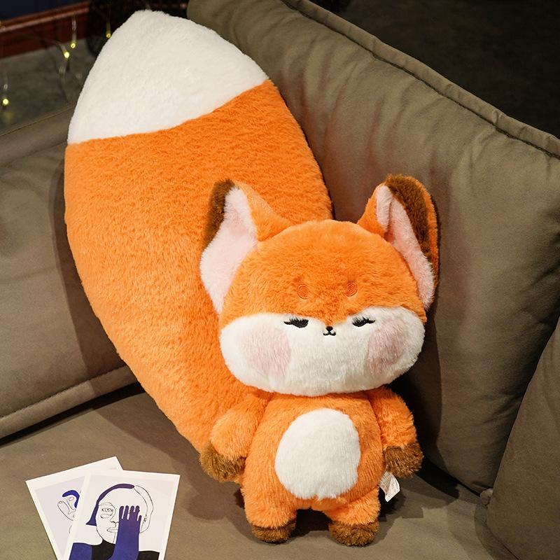 Cute Little Fox Plush Toy Doll Big Tail Fox Doll Birthday Gift Creative Throw Pillow