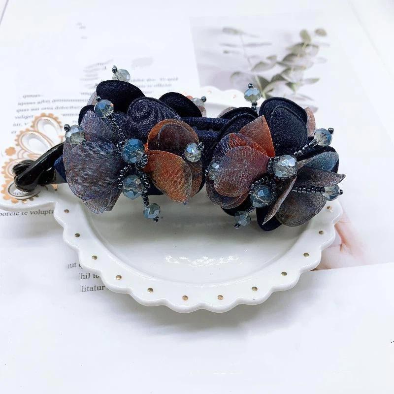 Anti-Slip Handmade Banana Hair Clip Elegant Rose Twist Fashion Hair Accessory for Women Prom Event Hair Styling