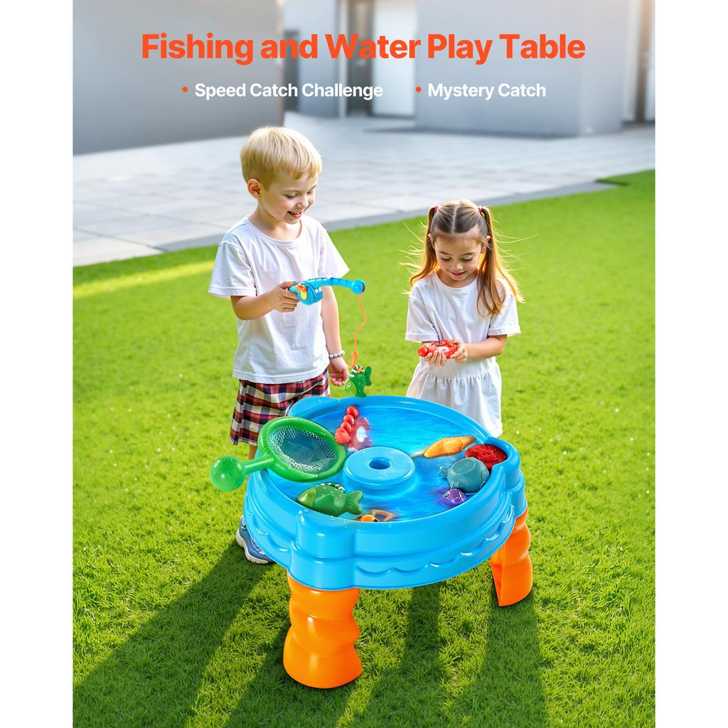 SucceBuy Water Table Playset Children's Outdoor Beach Toy with Fishing Game Set Summer Water Activity Table for Kids Toddlers
