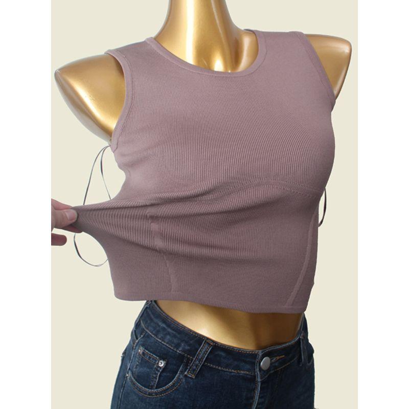 American Style Sexy O-neck Short Vest Foreign Trade Original Order Silm Stretch Sleeveless Summer Outwear Sling Tops