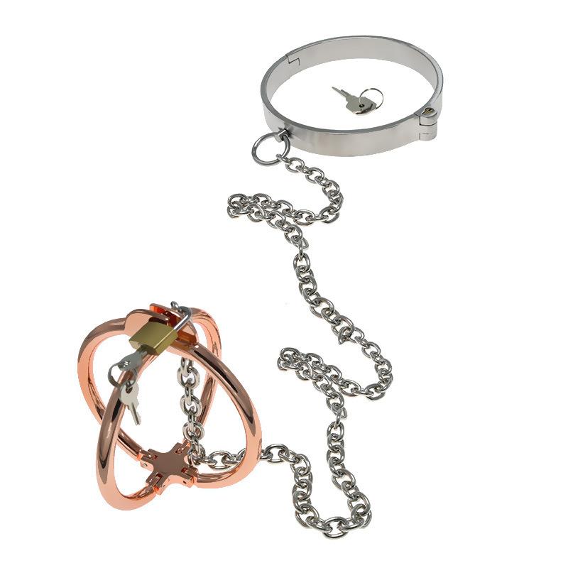 One-Piece Collar Bracelet Integrated Sexy Necklace Chain Cross Ring SM Adult Product Sex Tools