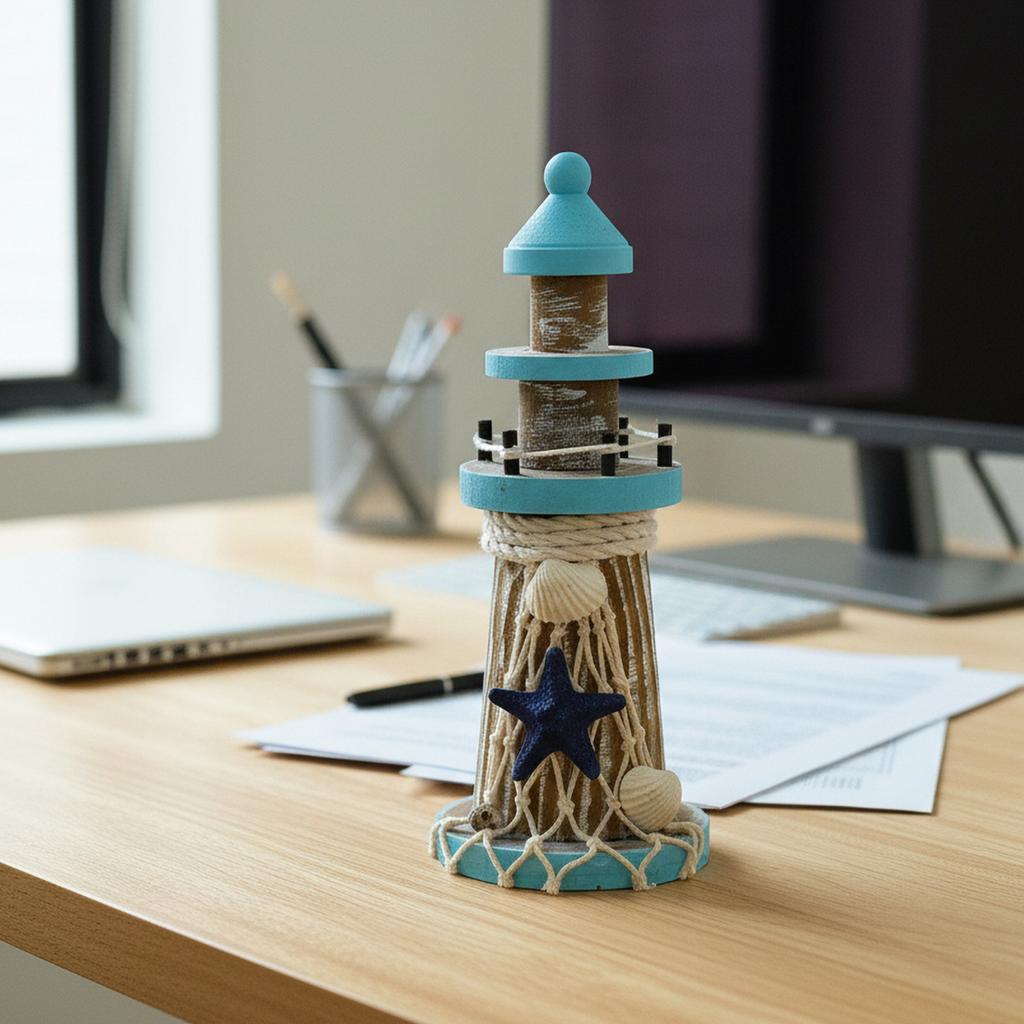 19cm American Style Mediterranean Wooden Watchtower Ornaments Wood Lighthouse Model Crafts Restaurant/Kids Room/Bar Ornaments