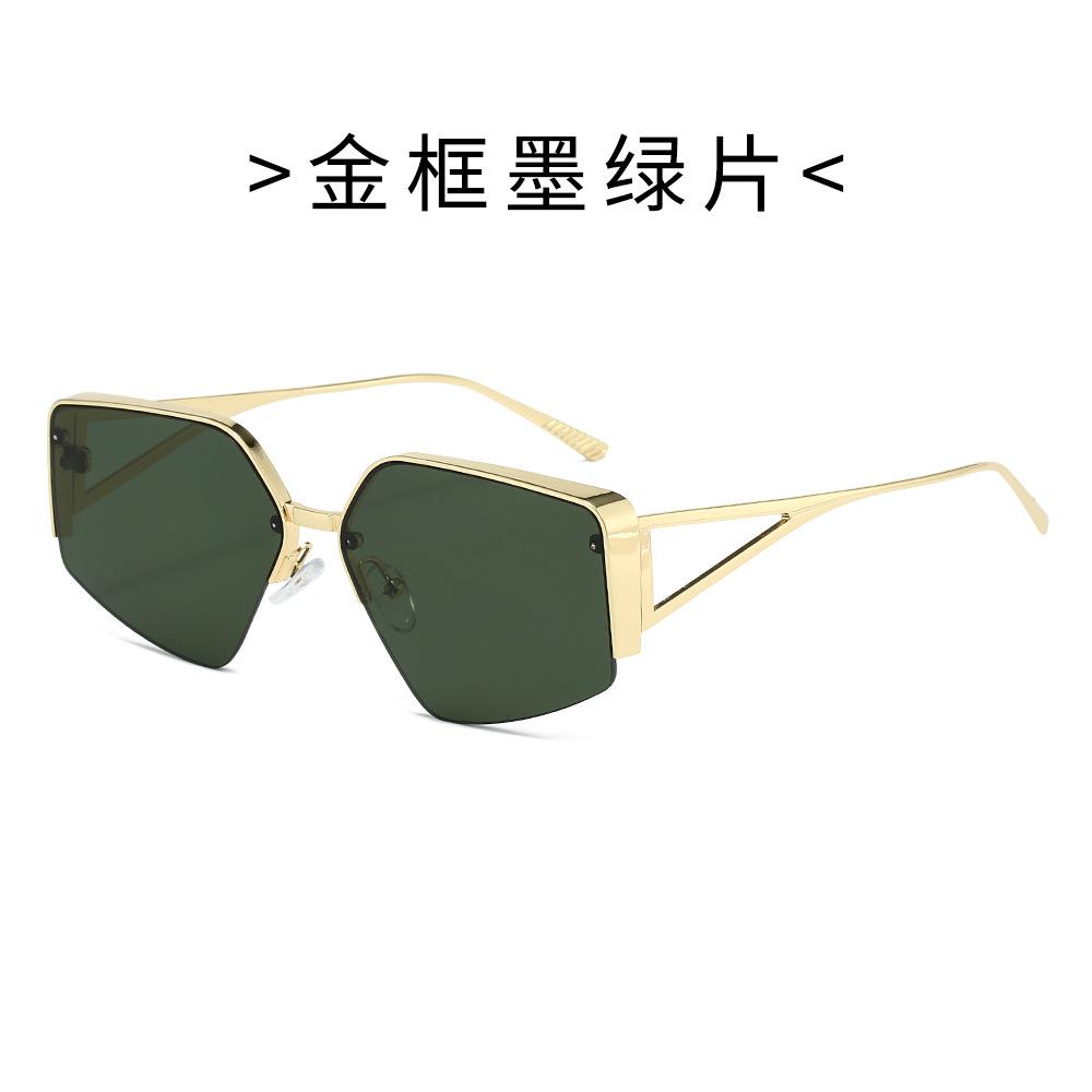 Fashionable Polygon Alloy Metal Sunglasses for Female & Male Stylish Euro-American INS Stylish Sun Eyewear for a Chic Look