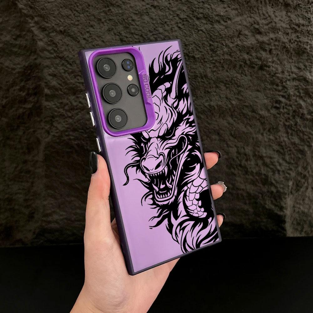 Fashion Black Dragon Pattern Case For Samsung S26 S25 S24 Ultra Cases For Galaxy S23 S22 S21 FE S20 Ultra S26 Plus Phone Cover
