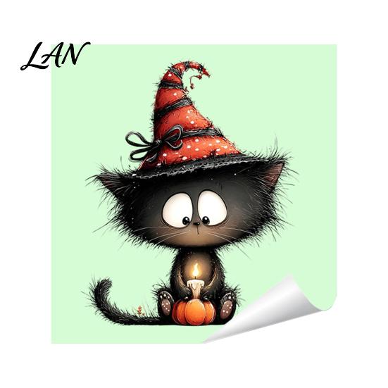 Halloween Atmosphere Room Decor Glow in The Dark Switch Outlet Stickers, Cute Black Cat Witch Theme Wall Decals Pumpkin Skull Decals, Waterproof