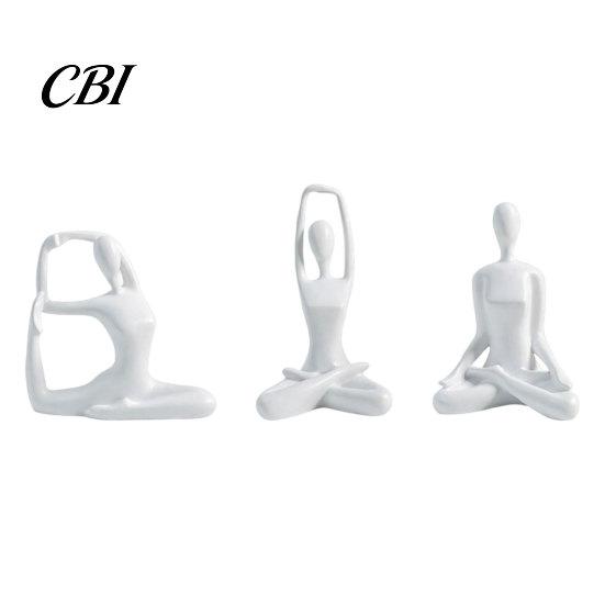Lustrous Gold Figurine 3Pcs Abstract Yoga Figure Sculpture Set, Hollow Dancer with Glossy Matte Silver Black Contemporary Interior Accents Nude