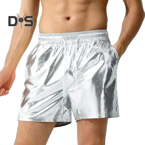 

Мужские шорты, эластичные повседневные шорты с завязками на талии и карманами, однотонные, яркие, свободные шорты XL серебряный
