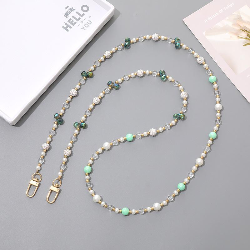 Handmade Pearl Crossbody Phone Case Lanyard with Beaded Charm