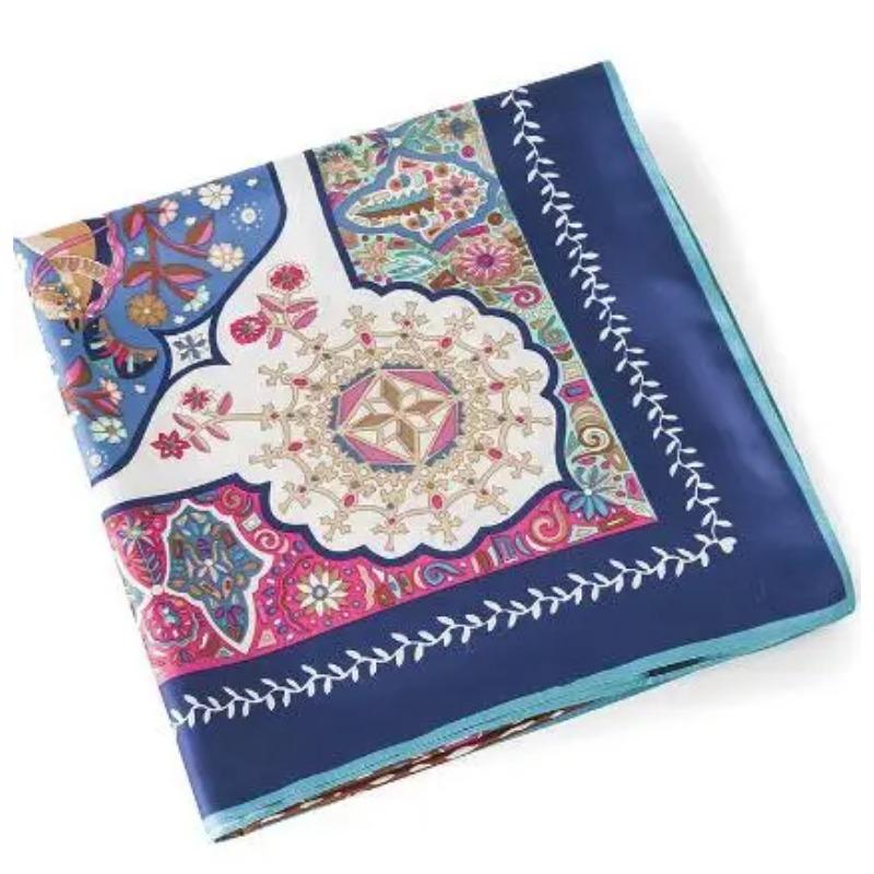 Luxury Brand Shawl 100% Twill Silk Scarf Floral Reflection Square Scarves Print Kerchief Woman Headband Shawl Wraps Hijab