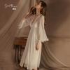 Women's Plus Size Padded Embroidered Long Cami Sleep Dress with Robe Set