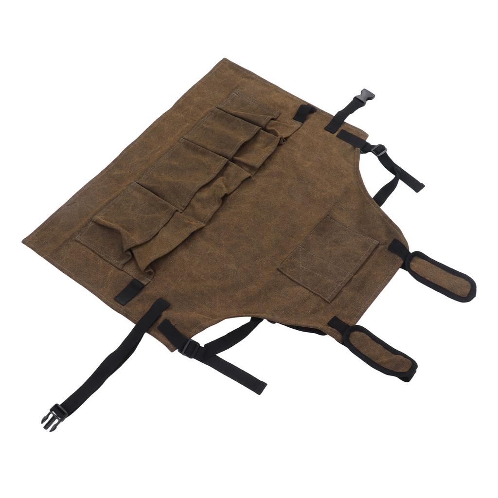 Woodworking Shop Apron Large Capacity Pocket Adjustment Shoulder Straps Waxed Apron for Carpentry