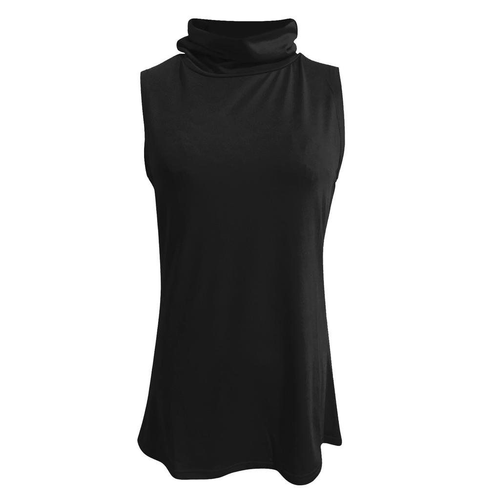 Women's Coloured High Neck Sleeveless Slim Fit Bottom Tank Top