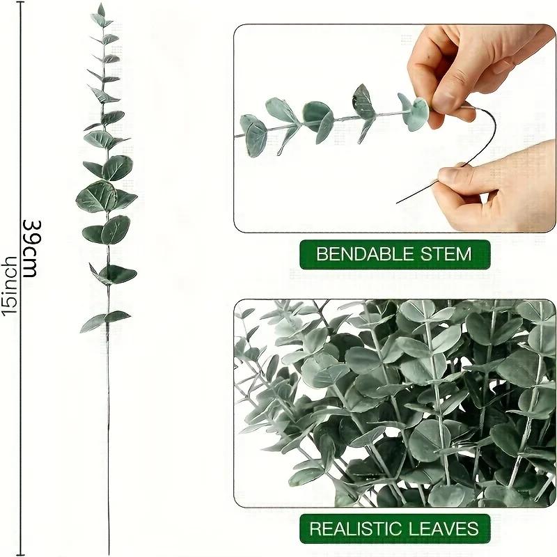 10/20 szt. Realistyczne sztuczne gałązki eukaliptusa Dekoracja ślubna Dekoracja stołu na imprezę festiwalową Akcesoria do dekoracji biura domowego pokoju