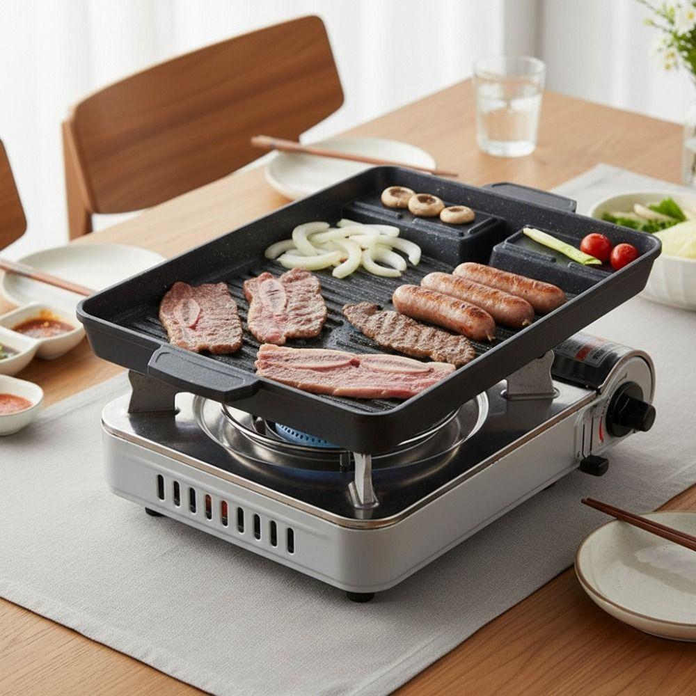 Non-stick Grill Meat Plate Rectangular Barbecue Plate Household Korean-style Barbecue Pan  Outdoor