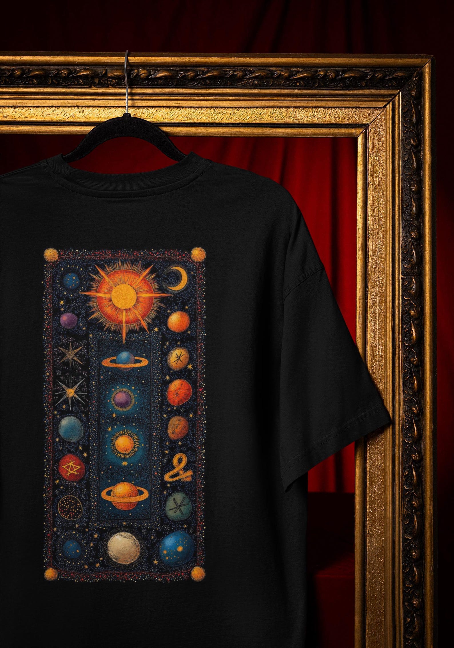 Solar System T-Shirt: Retro Celestial Design (Soft Cotton Tee) Comfort Colors® L