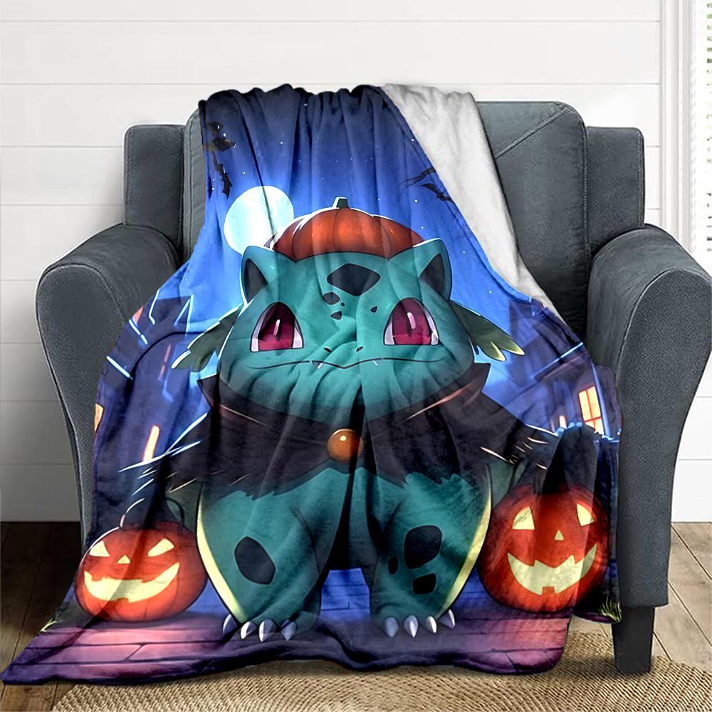 1 szt. Bulbasaur, Koc Pokémon Miękki Koc na Cały Sezon z Żywym Wzorem, Idealny do Domu, Podróży i na Prezenty, Idealny na Drzemki i Kemping