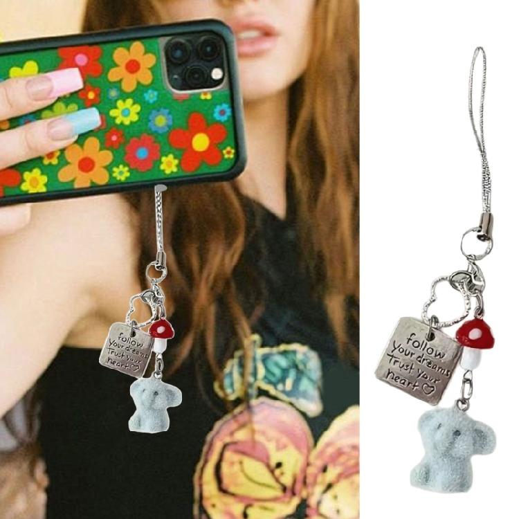 Stylish Red Mushroom Elephant Keychain Handmade Key Holder Accessory Lightweight Resin Alloy Charm For Phone Keys