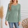 Women's Fashion Casual Solid Color Puff Sleeve Long Sleeve Top T-shirt