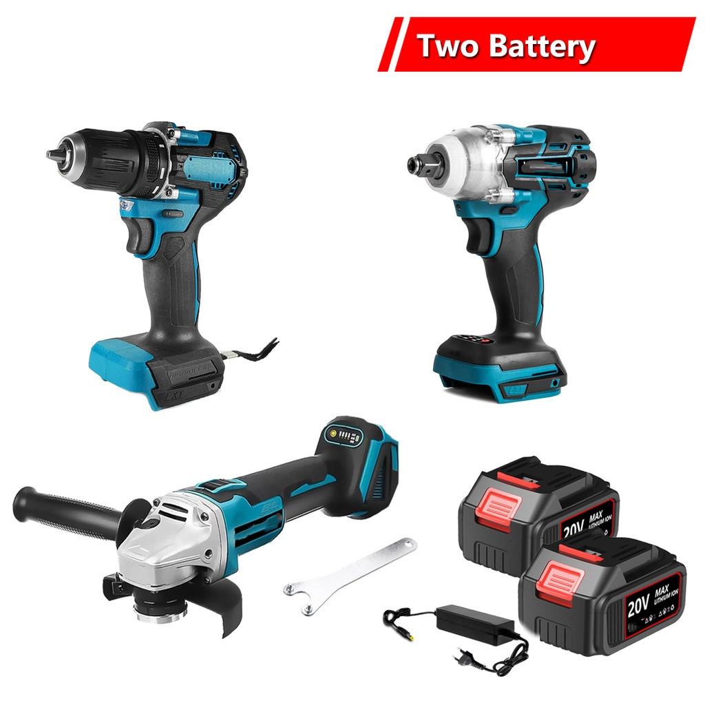 2 SET/ 3 SET/ 4 SET/ 6 SET Household Rechargeable Power Tool Combination With Two Battery Brushless Cordless Tool Sets Portable Electric Combo Kits