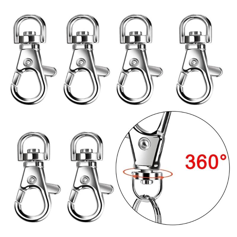 DIY Sewing Hardware 50 Pieces Silver Metal Keychain Fasteners with Spring Clip Hook and Rotating Link for Bag Trim Repair and Trim Fitting