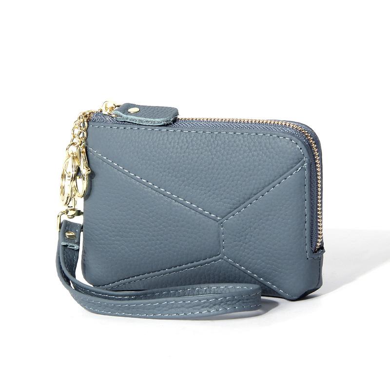 2025 Genuine Leather Zip Coin Purse for Women Apanese & Korean Style Mini Wallet with Keychain Large Capacity 3 Card Slots Ultra Thin & Lightweight