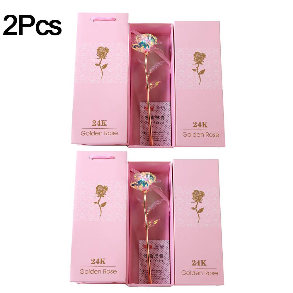 Gold Foil Plated Rose Flower 24K Dipped Decor With Stand Mothers Day Gift & Valentine's Day Gift Gold Flower with Gift Box