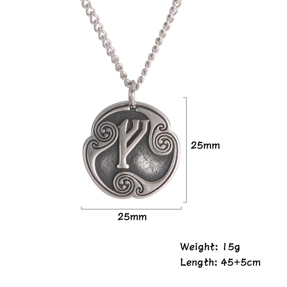 Vintage Norse Rune Necklace Viking Jewelry Stainless Steel Pendant Wicca Amulet Gift for Men Women
