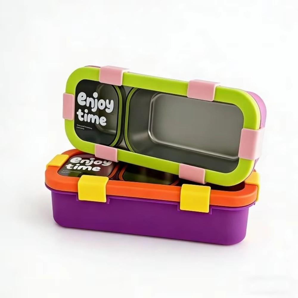 Eco Friendly Stainless Steel Lunch Box 2/3 Compartment Rice Container Divided Lunch Box  Camping