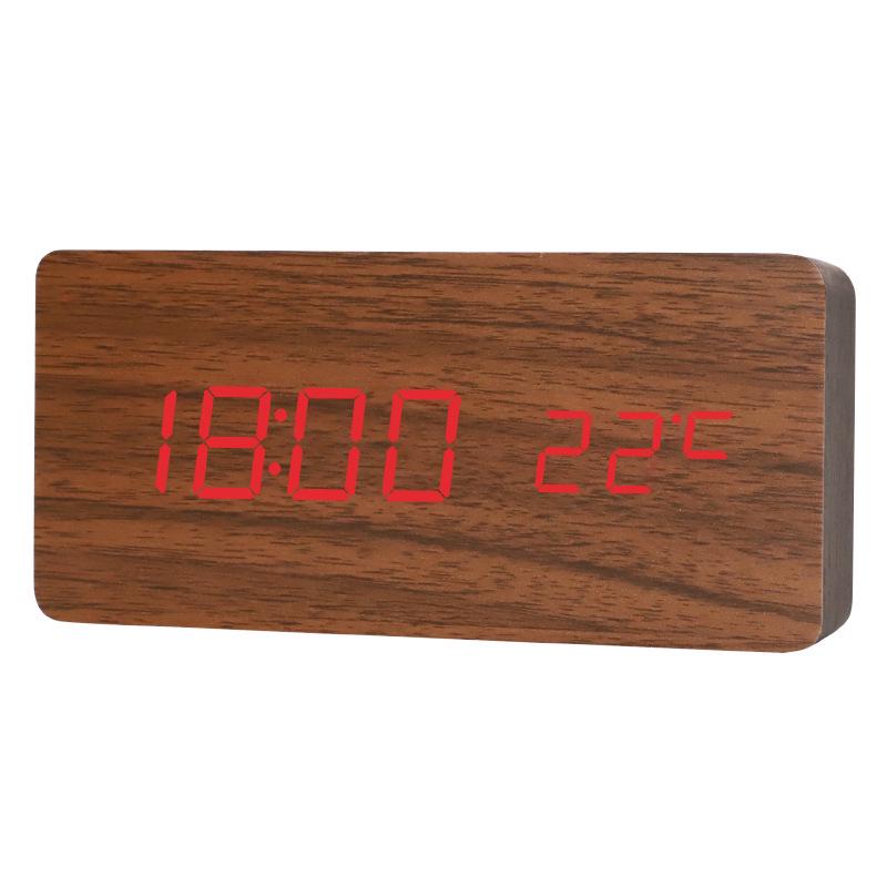 Silent LED Retro Wooden Alarm Clock - Creative and Luminous for Bedroom or Living Room