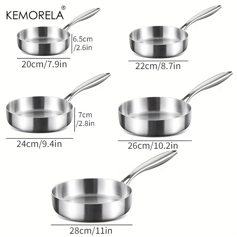 316 Stainless Steel Three-layer Frying Pan 20/22/24/26/28cm Uncoated Wok Pan Non Stick Pots Household Cooking Kitchen Cookware