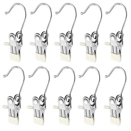 Set of 10 Stainless Steel Clothespins, Rust-Resistant, Non-Slip, Multi-Purpose Hooks, No Marking, Windproof, Durable, for Clothes Drying, Outdoor Dryi