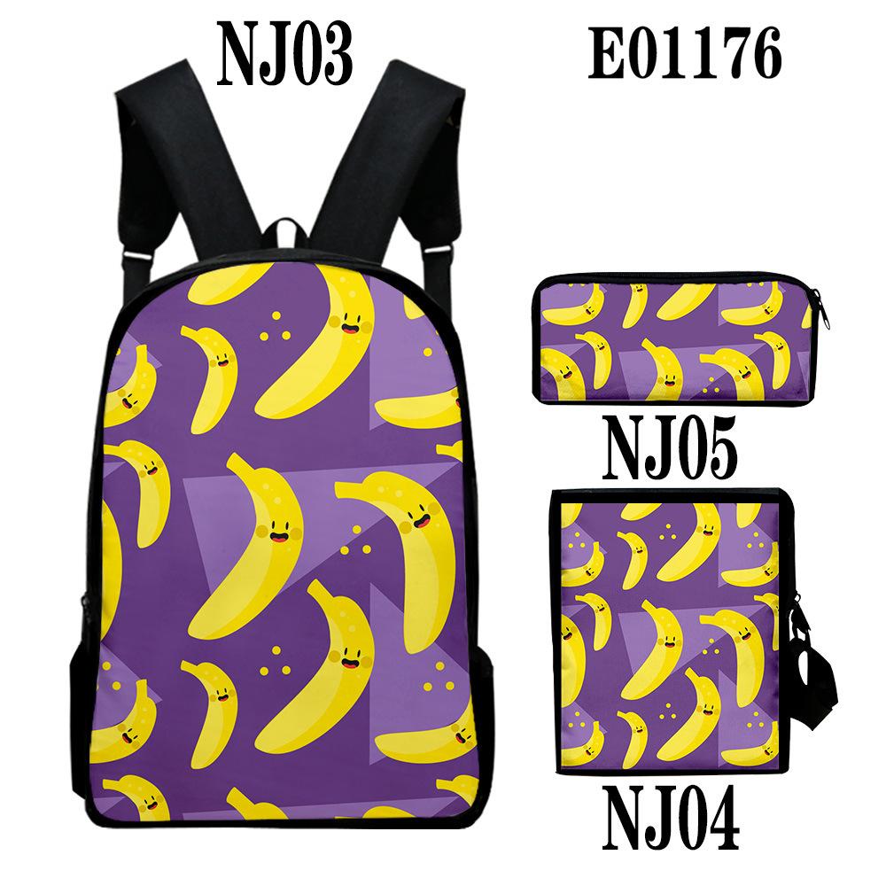 Classic Novelty Peculiar Fruit 3D Print 3pcs/Set Pupil School Bags Laptop Daypack Backpack Inclined Shoulder Bag Pencil Case