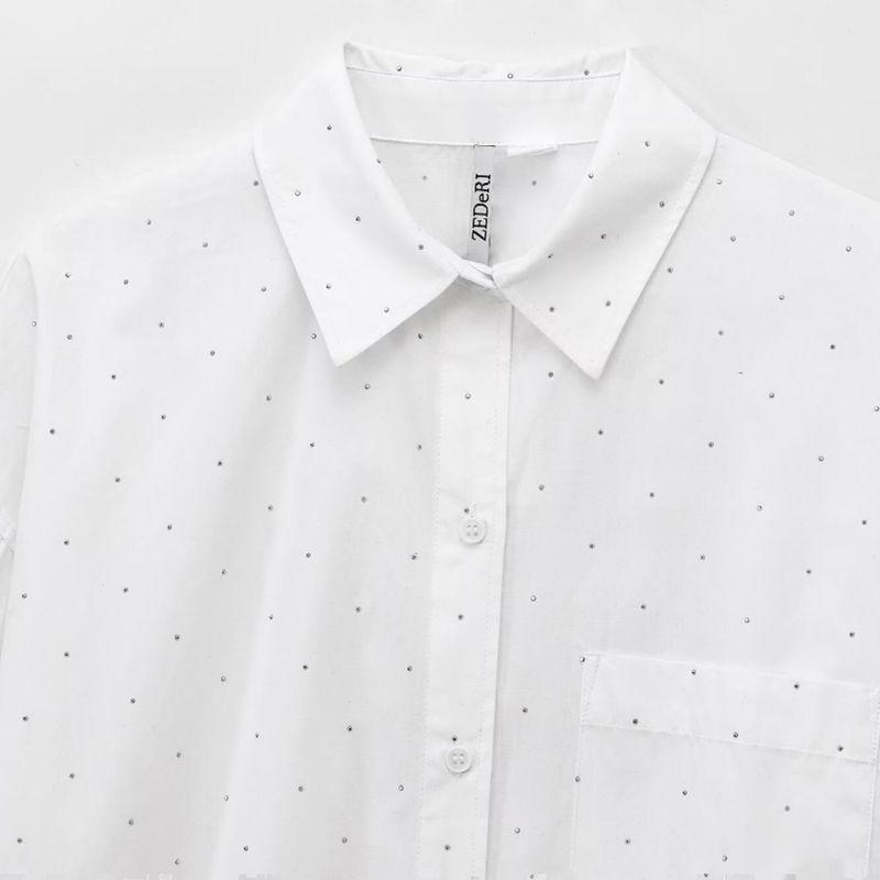Kaslead New Arrival Women's Fashion Style Fashion Large Profile Rhinestone Embellished Shirt 1266764
