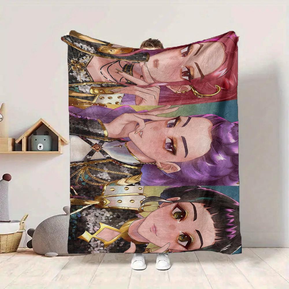 1pc KPop Flannel Throw Blanket - HD Printed Lightweight Soft Warm All-Season Blanket for Sofa, Bed, Travel, Camping - Machine Washable082