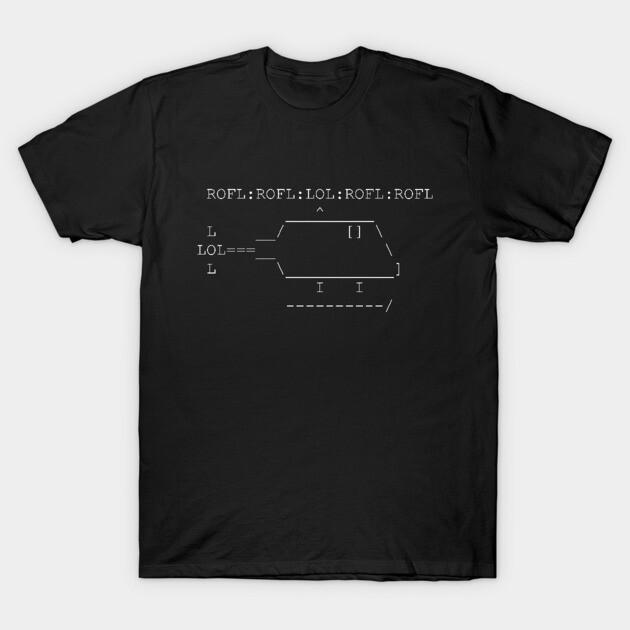 Asian Size Men Black Print T-shirt Roflcopter No-Cut Print Cotton Tshirt 2XL