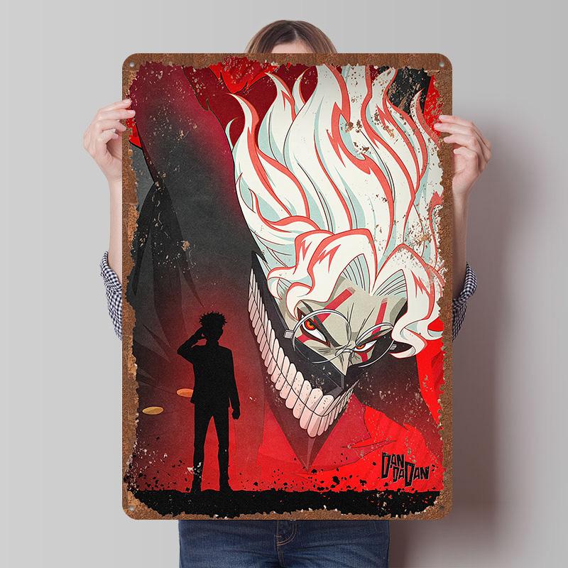 DAN DA DAN Tinplate Posters Custom Wall Art Vintage Metal Signs Retro Tin Plaque for Bedroom Decoration Gaming Home Decorations