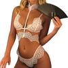Women Erotic Choker Bra Briefs G-string Lace See Through Nightwear Underwear Set