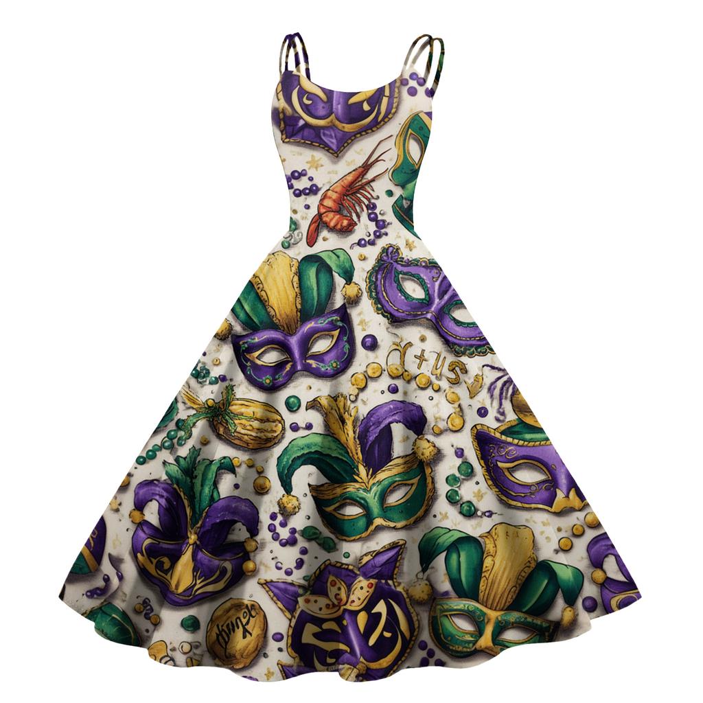 Women's Halloween Print Sexy Off-The-Shoulder Punk Vintage Dress